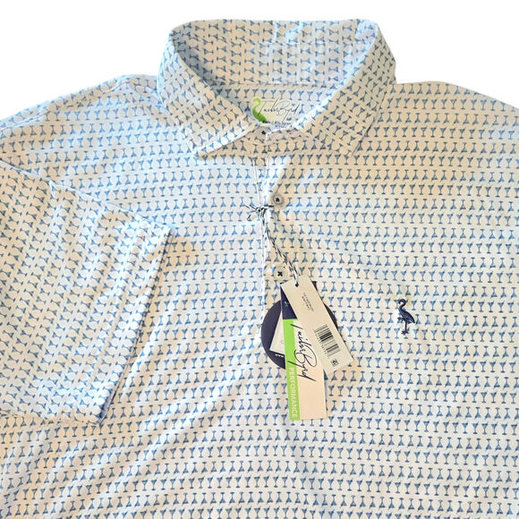 Tailorbyrd Martini Glass Performance Golf Polo sz large Spread Collar NWT - Picture 1 of 12